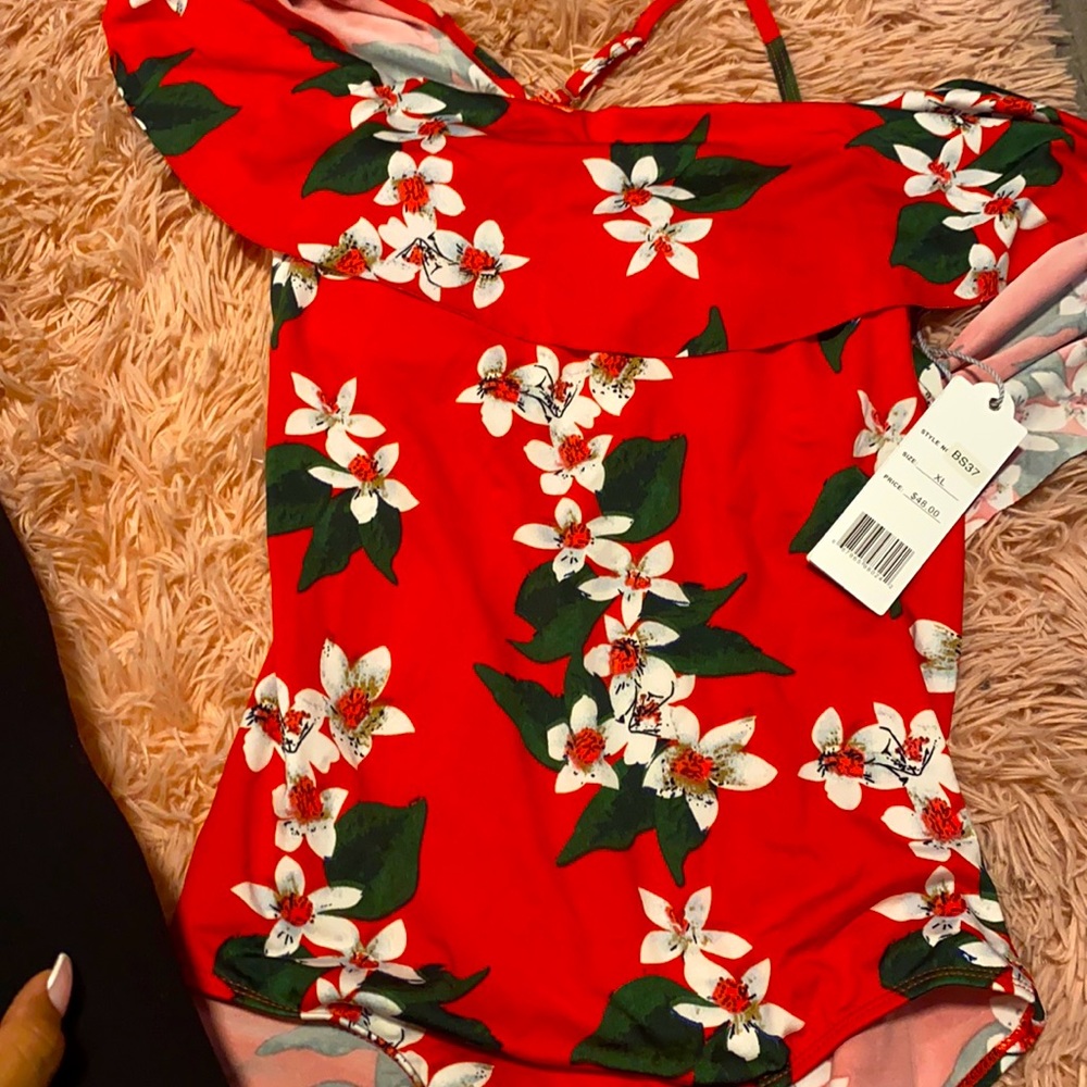 Floral print one piece bathing suit